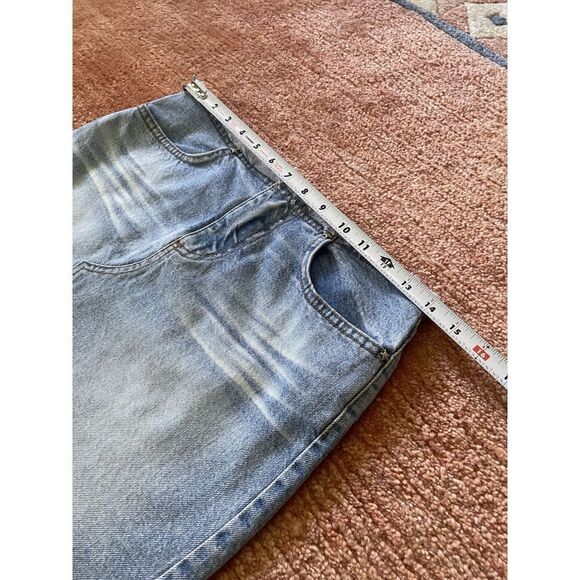 Y2K Bubblegum denim mini skirt raw hem 90s 2000s blue jean cutoff - Picture 2 of 6